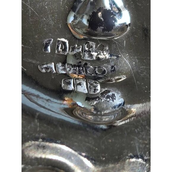 Vintage Mexico 925 Sterling Silver & Brass Sun Pendant Brooch - Picture 3 of 3